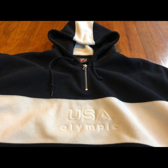 Vintage USA Olympic fleece Hoody Embroidered logo - Picture 2 of 6